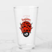 Cute happy red ladybug cartoon afbeelding glas (Voorkant)