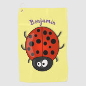 Cute happy red ladybug cartoon afbeelding golfhanddoek (Voorkant)