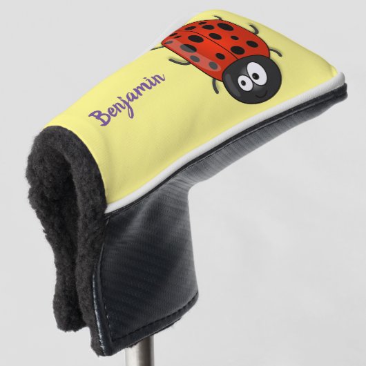 Cute happy red ladybug cartoon afbeelding golfheadcover (3/4 voorkant)