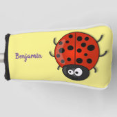 Cute happy red ladybug cartoon afbeelding golfheadcover (Voorkant)