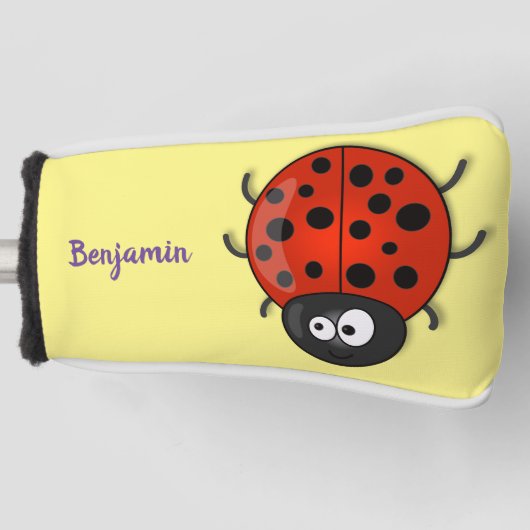 Cute happy red ladybug cartoon afbeelding golfheadcover (Voorkant)