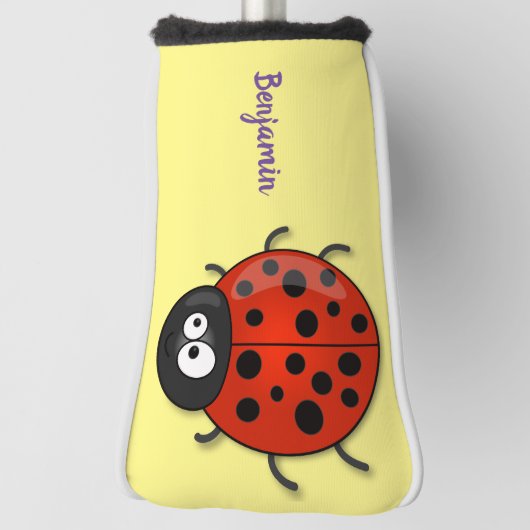 Cute happy red ladybug cartoon afbeelding golfheadcover (Draai 90)