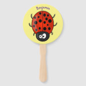 Cute happy red ladybug cartoon afbeelding handwaaier (Achterkant)