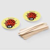 Cute happy red ladybug cartoon afbeelding handwaaier (Niet-gemonteerd)