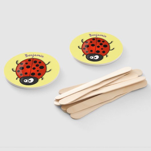 Cute happy red ladybug cartoon afbeelding handwaaier (Niet-gemonteerd)