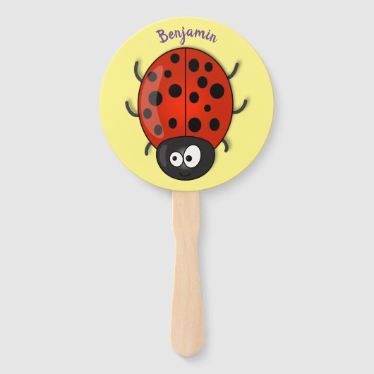 Cute happy red ladybug cartoon afbeelding handwaaier (Voorkant)