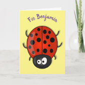 Cute happy red ladybug cartoon afbeelding kaart (Voorkant)