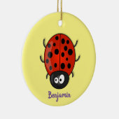 Cute happy red ladybug cartoon afbeelding keramisch ornament (Rechts)