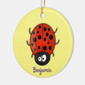Cute happy red ladybug cartoon afbeelding keramisch ornament (Links)