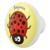 Cute happy red ladybug cartoon afbeelding keramische knop (Rechts)