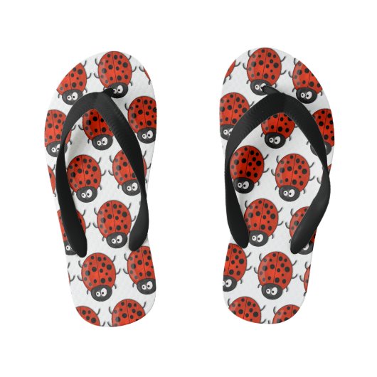 Cute happy red ladybug cartoon afbeelding kinder teenslippers (Voetbed)