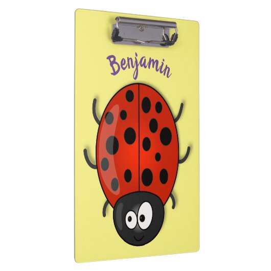 Cute happy red ladybug cartoon afbeelding klembord (Rechts)