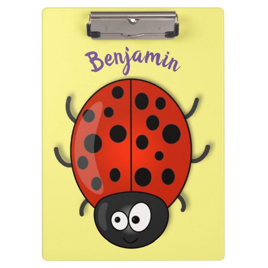 Cute happy red ladybug cartoon afbeelding klembord (Voorkant)