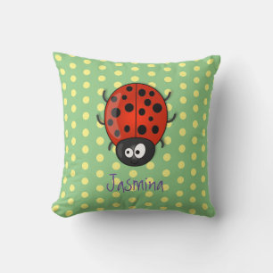 Cute happy red ladybug cartoon afbeelding kussen