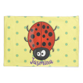 Cute happy red ladybug cartoon afbeelding kussensloop (Achterkant)