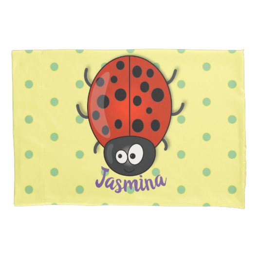 Cute happy red ladybug cartoon afbeelding kussensloop (Voorkant)