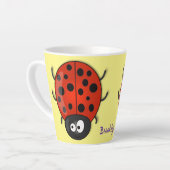 Cute happy red ladybug cartoon afbeelding latte mok (Linkerhoek)
