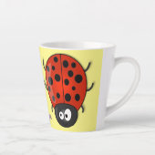 Cute happy red ladybug cartoon afbeelding latte mok (Rechts)