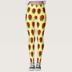 Cute happy red ladybug cartoon afbeelding leggings