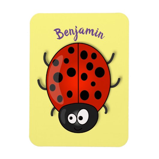 Cute happy red ladybug cartoon afbeelding magneet (Verticaal)