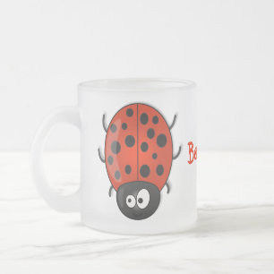 Cute happy red ladybug cartoon afbeelding matglas koffiemok