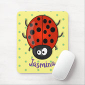 Cute happy red ladybug cartoon afbeelding muismat (Met muis)