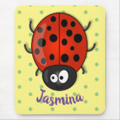 Cute happy red ladybug cartoon afbeelding muismat (Voorkant)
