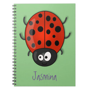 Cute happy red ladybug cartoon afbeelding notitieboek