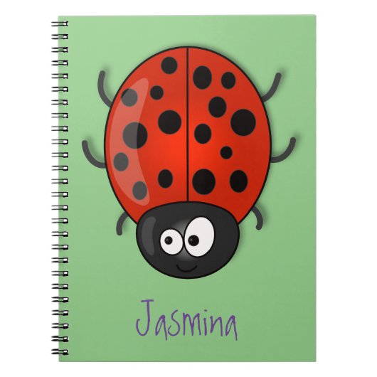 Cute happy red ladybug cartoon afbeelding notitieboek (Voorkant)