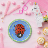 Cute happy red ladybug cartoon afbeelding papieren bordje (Feest)