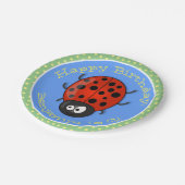 Cute happy red ladybug cartoon afbeelding papieren bordje (Gekanteld)
