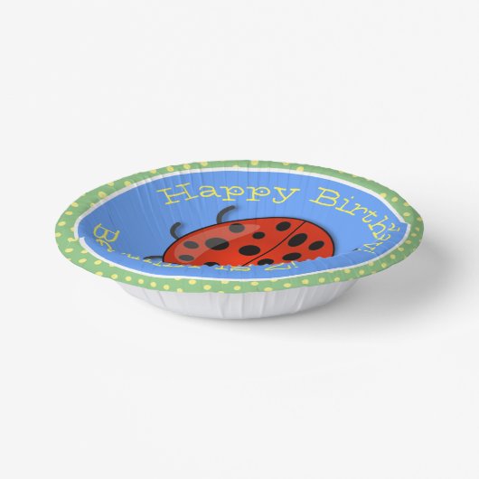 Cute happy red ladybug cartoon afbeelding papieren kommen (Gebogen)