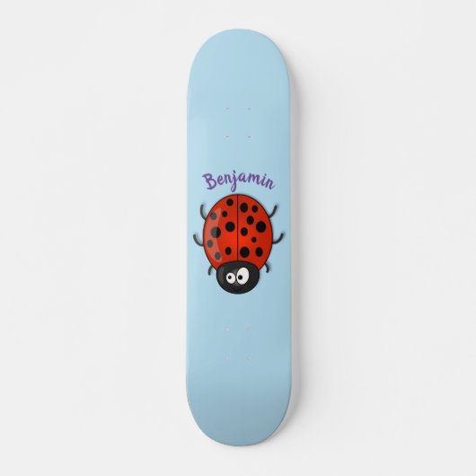 Cute happy red ladybug cartoon afbeelding persoonlijk skateboard (Voorkant)