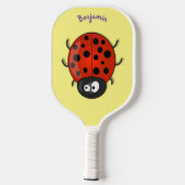 Cute happy red ladybug cartoon afbeelding pickleball paddle (Achterkant)