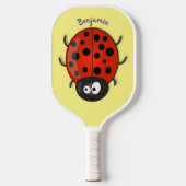 Cute happy red ladybug cartoon afbeelding pickleball paddle (Voorkant)