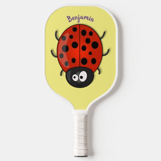 Cute happy red ladybug cartoon afbeelding pickleball paddle (Voorkant)