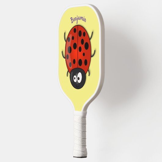 Cute happy red ladybug cartoon afbeelding pickleball paddle (Links)