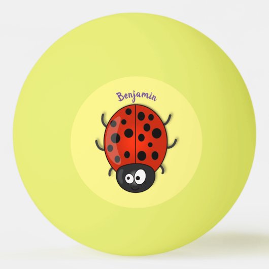 Cute happy red ladybug cartoon afbeelding pingpongbal (Voorkant)