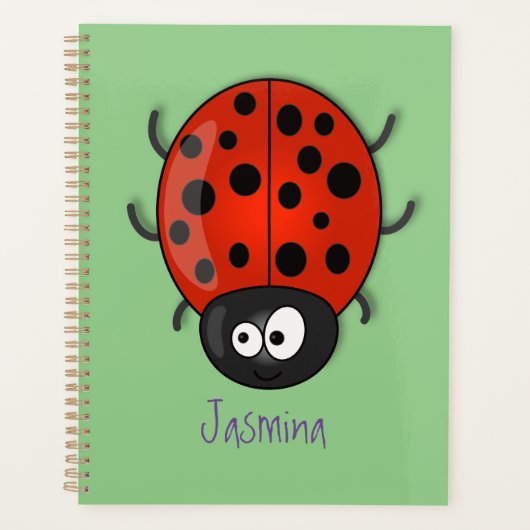 Cute happy red ladybug cartoon afbeelding planner (Voorkant)