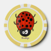 Cute happy red ladybug cartoon afbeelding poker chips (Voorkant)