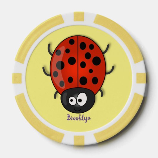 Cute happy red ladybug cartoon afbeelding poker chips (Voorkant)