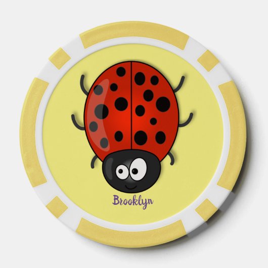 Cute happy red ladybug cartoon afbeelding poker chips (Achterkant)