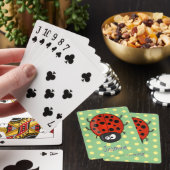 Cute happy red ladybug cartoon afbeelding pokerkaarten (Insitu)