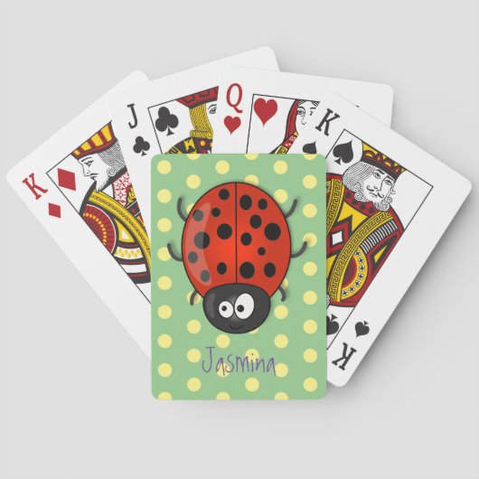 Cute happy red ladybug cartoon afbeelding pokerkaarten (Achterkant)