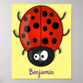 Cute happy red ladybug cartoon afbeelding poster (Voorkant)