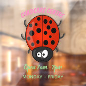 Cute happy red ladybug cartoon afbeelding raamsticker (Vel 2)