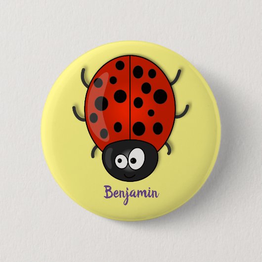 Cute happy red ladybug cartoon afbeelding ronde button 5,7 cm (Voorkant)