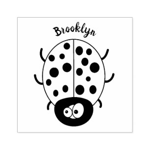 Cute happy red ladybug cartoon afbeelding rubberstempel