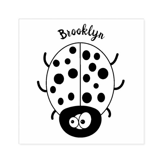 Cute happy red ladybug cartoon afbeelding rubberstempel (Afrduk)