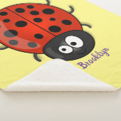 Cute happy red ladybug cartoon afbeelding sherpa deken (3/4)